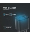 20W USB reiseadapter med PD og QC - Sort, hurtiglader, 1x USB-A og 1x USB-C PD
