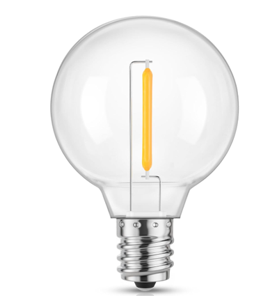 E14 1W LED kronepære - G40, filament, klart glass