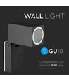 GU10 vegglampe med justerbart hode - IP44 utendørs, sort, aluminium, uten lyskilde