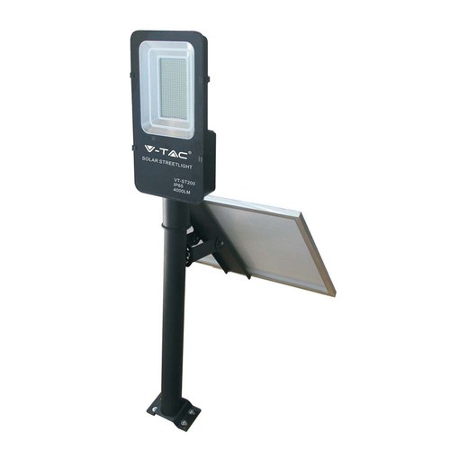 50W Solara LED gatelampe med solcelle - 4000lm, IP65, 4000K, inkl. fjernkontroll og batteri