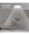 24W LED sensorlampe - Ø29,5cm, IP44, hvit kant, 3000K, innebygd mikrobølgesensor