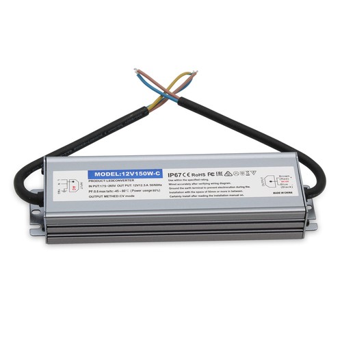 150W strømforsyning - 12V DC, 12,5A, IP67 vanntett