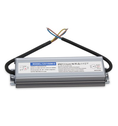 150W strømforsyning - 12V DC, 12,5A, IP67 vanntett