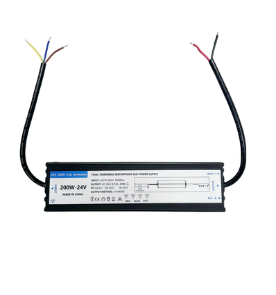 200W vanntett dimbar strømforsyning - 24V DC, 8.33A, Triac, IP67