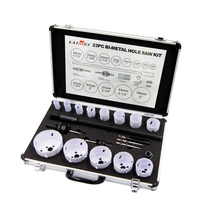 Sett med 13 stk. hullsager - Ø16-76mm, aluminiumskoffert