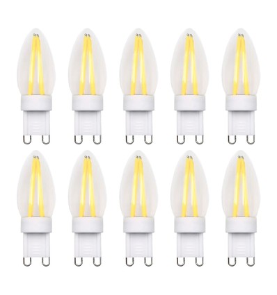 10 stk. G9 2,2W dimbare pærer - 2700K, Filament LED