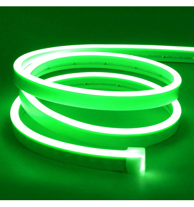 Grønn 8x16 CLIP-ON Neon Flex LED - 8W per meter, IP67, 24V