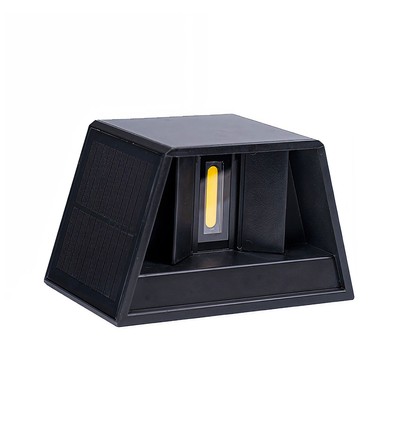 Solcelle vegglampe - IP54, sort, opp/ned, justerbar spredning, skumringssensor