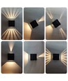 Solcelle vegglampe - IP54, sort, roterbar, firkantet, skumringssensor