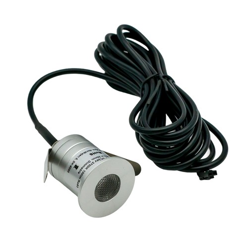 Sauna downlight - 24V DC, RA93, 1,1W, 3m ledning, Hull: Ø3 cm, Mål: Ø3,5 cm