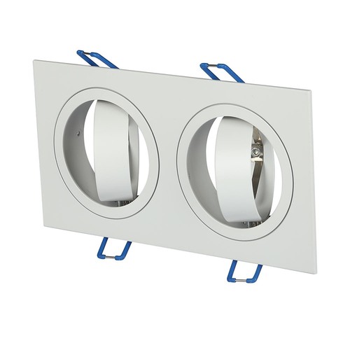 Dobbel GU10 innbyggingsspot, hvit - IP54, aluminium, hull: 155x75 mm, mål: 173x91 mm, uten lyskilde
