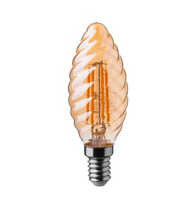 E14 4W LED filament kertepære - Twist, amber glass, 2200K, 350lm