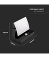 17W LED-vegglampe med sensor - IP65, sort, PIR-sensor, inkl. lyskilde