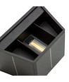 Solcelle vegglampe - IP54, sort, opp/ned, justerbar spredning, skumringssensor