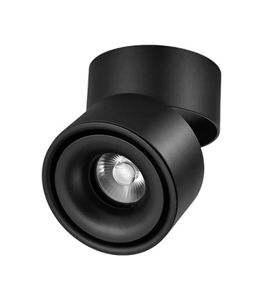 Dimbar LED takspot RA98 - 10W, svart, justerbar, for påbygging