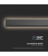141cm 23W lineær utendørs vegglampe - IP65, RA90, sort antrasitt, 150° lysspredning
