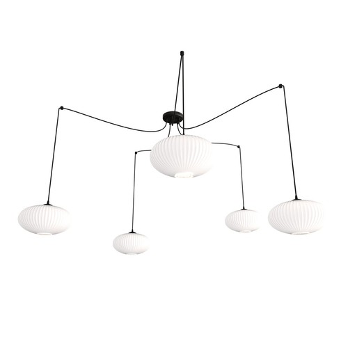 Origo 5 Sort/Opal pendellampe - Ø30 cm, E27, 230V, uten lyskilde