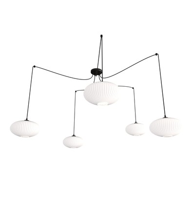 Origo 5 Sort/Opal pendellampe - Ø30 cm, E27, 230V, uten lyskilde
