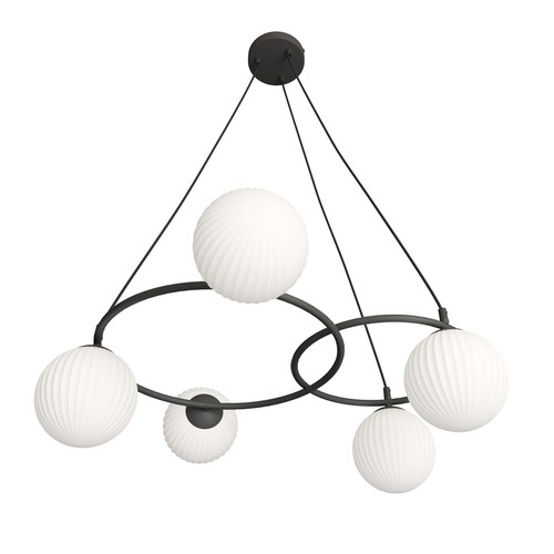 Libra 5 Sort/Opal pendellampe - Ø15 cm, E14, 230V, uten lyskilde