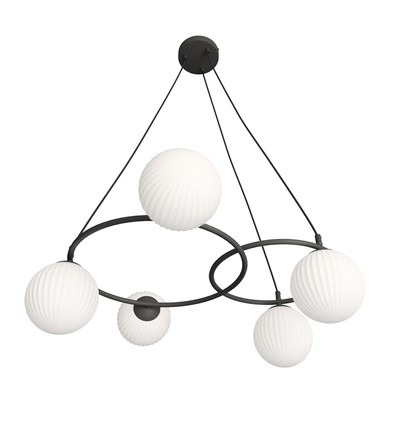 Libra 5 Sort/Opal pendellampe - Ø15 cm, E14, 230V, uten lyskilde