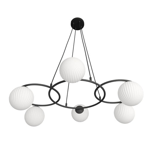 Libra 6 Sort/Opal pendellampe - Ø15 cm, E14, 230V, uten lyskilde