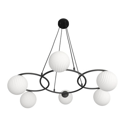 Libra 6 Sort/Opal pendellampe - Ø15 cm, E14, 230V, uten lyskilde