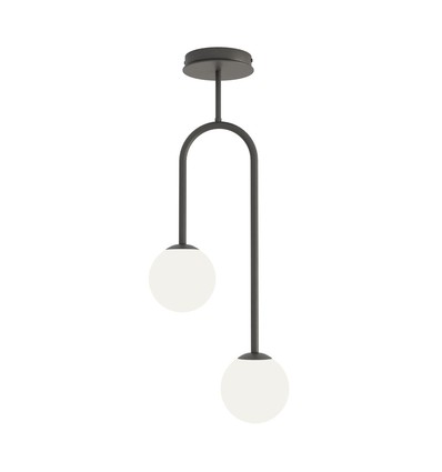 Atria 2 Sort/Opal pendellampe - Ø15 cm, E14, 230V, uten lyskilde