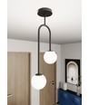 Atria 2 Sort/Opal pendellampe - Ø15 cm, E14, 230V, uten lyskilde