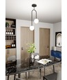 Atria 2 Sort/Opal pendellampe - Ø15 cm, E14, 230V, uten lyskilde