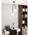 Atria 2 Sort/Opal pendellampe - Ø15 cm, E14, 230V, uten lyskilde