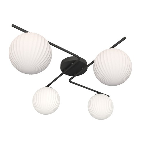 Vespa 4 Svart/Opal taklampe - Ø15 cm, E14, 230V, uten lyskilde