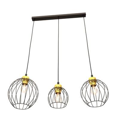Nando 3 Sort/Gull pendellampe - Ø24 cm, E27, 230V, uten lyskilde