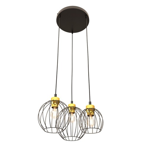 Nando 3PREM Sort/Gull pendellampe - Ø24 cm, E27, 230V, uten lyskilde