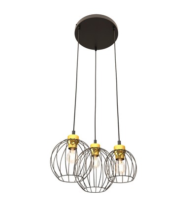 Nando 3PREM Sort/Gull pendellampe - Ø24 cm, E27, 230V, uten lyskilde