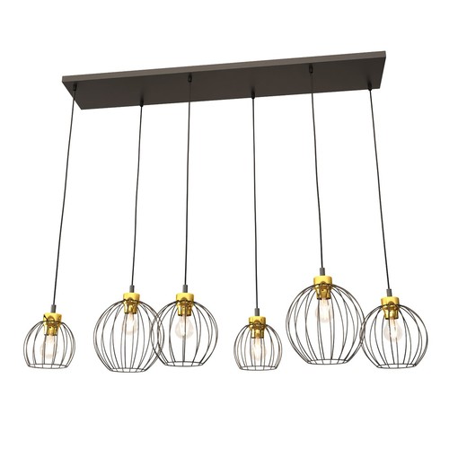 Nando 6 Sort/Gull pendellampe - Ø24 cm, E27, 230V, uten lyskilde