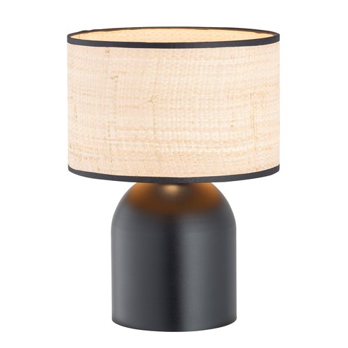Aspen LN1 Svart/Rattan bordlampe - Ø25 cm, E27, 230V, uten lyskilde