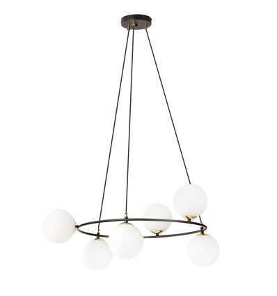 Azura 6 Sort/Opal pendellampe - Ø14 cm, E14, 230V, uten lyskilde