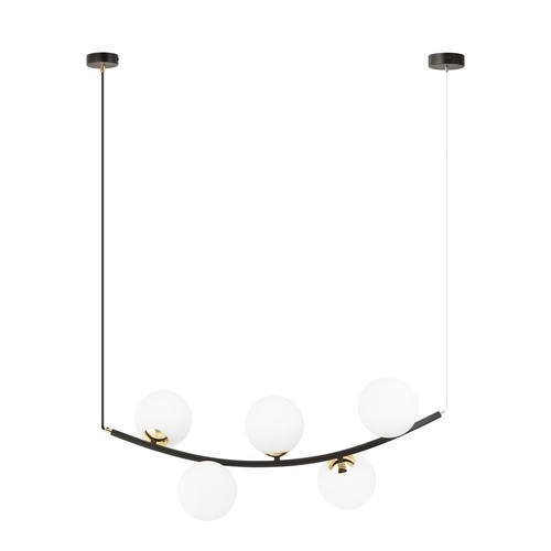 Ritz 5 Sort/Opal pendellampe - Ø14 cm, E14, 230V, uten lyskilde
