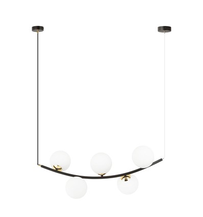 Ritz 5 Sort/Opal pendellampe - Ø14 cm, E14, 230V, uten lyskilde