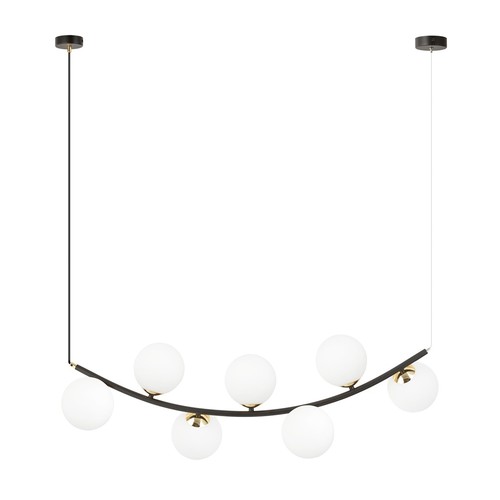 Ritz 7 Sort/Opal pendellampe - Ø14 cm, E14, 230V, uten lyskilde
