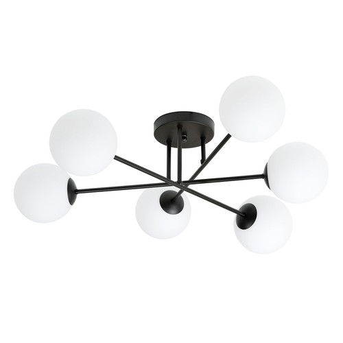 Roma 6 Sort/Opal taklampe - Ø14 cm, E14, 230V, uten lyskilde