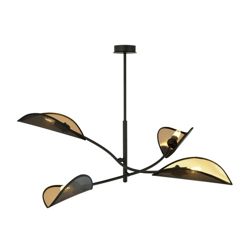 Lotus 4 Svart/Gull taklampe - Ø12 cm, E14, 230V, uten lyskilde