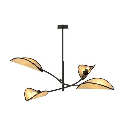 Lotus 4 Sort/Rattan taklampe - Ø12 cm, E14, 230V, uten lyskilde