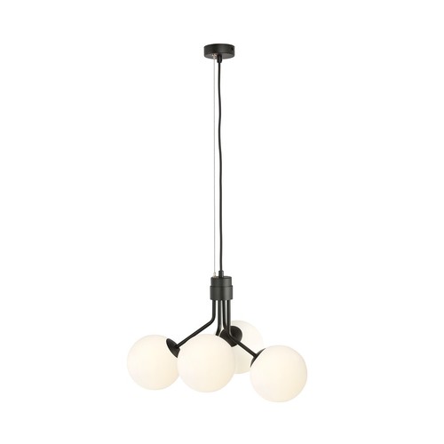 Nova 4 Sort/Opal pendellampe - Ø15 cm, E14, 230V, uten lyskilde
