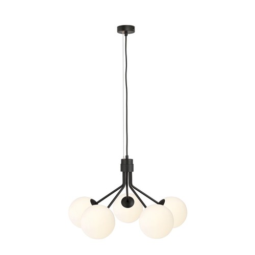 Nova 5 Sort/Opal pendellampe - Ø15 cm, E14, 230V, uten lyskilde