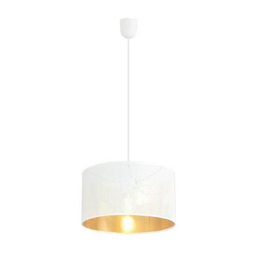 Aston 1 Hvit/Gull pendellampe - Ø35 cm, E27, 230V, uten lyskilde