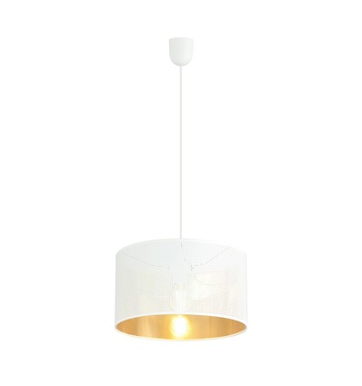 Aston 1 Hvit/Gull pendellampe - Ø35 cm, E27, 230V, uten lyskilde