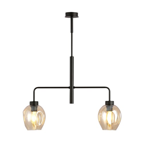 Lukka 2 Sort/Amber pendellampe - Ø14 cm, E27, 230V, uten lyskilde