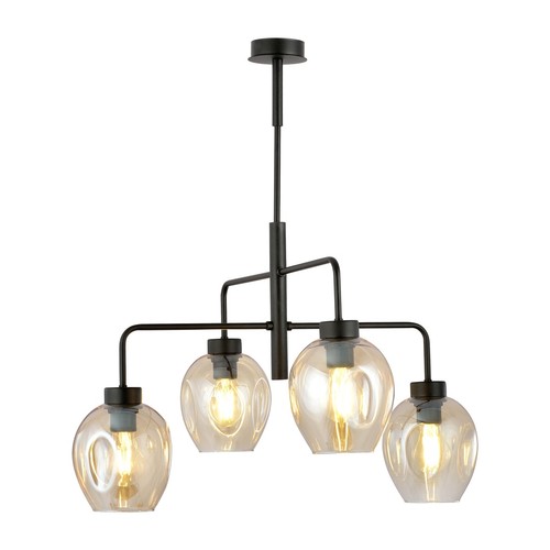 Lukka 4 Sort/Rav pendellampe - Ø14 cm, E27, 230V, uten lyskilde
