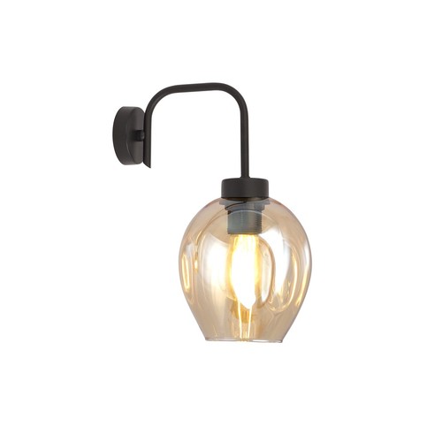 Lukka K1 Sort/Rav vegglampe - Ø14 cm, E27, 230V, uten lyskilde